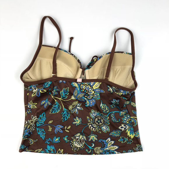 Victoria's Secret Brown & Teal Floral Tankini 36C - Picture 3 of 4
